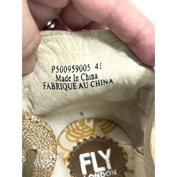 Fly London Sandals Size 10- 10.5 41 EU Gladiator Heeled Lace Up Metallic - Picture 9 of 16